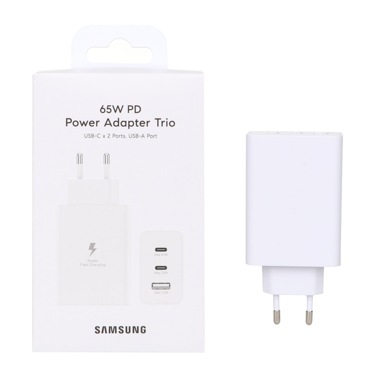 شارژر دیواری فست و PD سه پورت SAMSUNG Type-C مدل EP-T6530 65W - سفید (گارانتی پارتیان پایا)